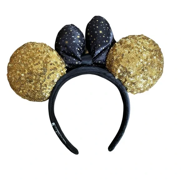 Disneyland Paris  30th Anniversary Gold Bow Sequin Headband Castle Tinkerbell - Picture 2 of 5